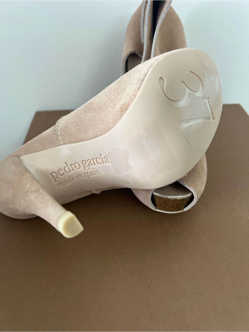 Pedro Garcia‎ Blush Tank Suede Peep-Toe Ankle-Strap Heels - Picture 2 of 6